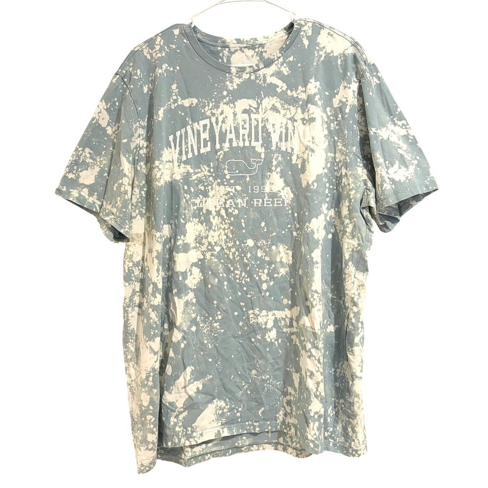 Vineyard Vines Mens Ocean Reef Acid Wash Bleach Splatter Whale Graphic Tee XL